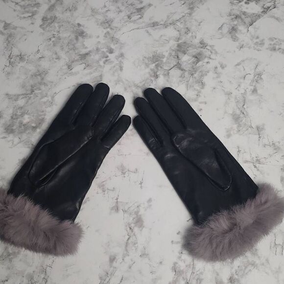 Altare Black Leather with Fur Gloves - Picture 2 of 8